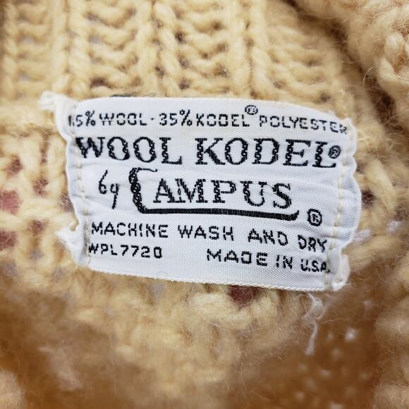Wool Kodel by Campus Vintage Cream Wool blend Knit Sweater Size Medium - Picture 6 of 14
